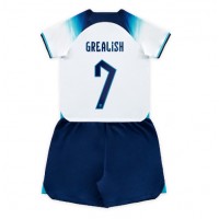 Otroški Nogometni dresi Anglija Jack Grealish #7 Domači SP 2022 Kratek Rokav (+ Kratke hlače)